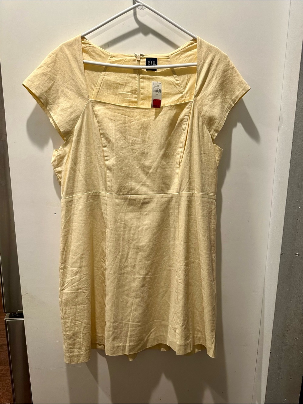 NWT GAP Yellow Linen Blend Square Neck Shift Dress XL